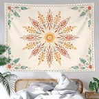 Accnicc Boho Floral Mandala Tapestry for Bedroom Bohemian Flower Wall Tapestry Aesthetic Large Watercolor Yellow Beige Hippie Indian Tapestries Wall Hanging for Living Room Dorm Decor 80 x 60 Inch