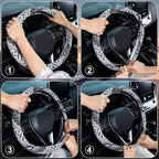 SEG Direct Steering Wheel Cover Handwoven Flax with Geometric Patterns, Anti-Slip & Breathable, Ethnic Style Steering Wheel Protector, Fits 14.5" - 15.25" Wheels
