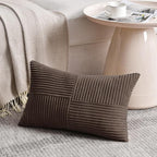 Fancy Homi 2 Packs Dark Brown Lumbar Decorative Throw Pillow Covers 16x26 Inch for Living Room Couch, Rustic Farmhouse Boho Home Decor, Soft Striped Corduroy Rectangle Accent Cushion Case 65x40 cm