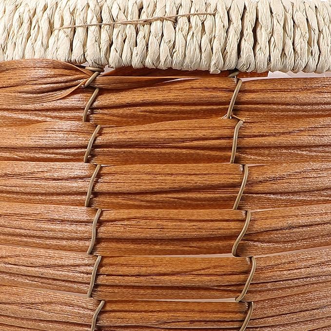 GANAZONO Indoor Flower Pots Woven Flower Basket Rattan Straw Weaving Basket Plant Pots Cover Plant Pot Container Farmhouse Planter Seagrass Planter L