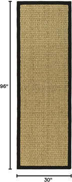 SAFAVIEH Natural Fiber Collection Runner Rug - 2'6" x 8', Natural & Black, Seagrass, Basketweave Pattern with Border (NF114C)