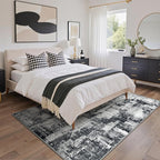 GENIMO Washable Rugs 5x7 Area Rugs for Living Room Bedroom, Modern Lightweight Rug Ultra Soft Indoor Area Rugs 5x7 for Dining Room, Low Pile Carpet with Non Slip Backing, Black White
