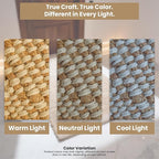 Jute Cotton Hand Woven Natural Farmhouse Area Rug for Living Room Bedroom Kitchen Hallway Entryway- Rustic Vintage Bohemian Decor - (9' x 12' Cotton Jute)