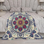 Abstract Mandala Throw Blanket Indian Hippie Bohemian Art Floral Texture Pattern Blanket for Sofa Bed Couch Chair Or Dorm 70"x80"
