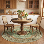 Area Rugs 6ft Washable Non-Slip, Floral Vintage Distress Print Pattern Medallion Carpet for Living Room Bedroom Dining Room, Brick Red Rust Neutral Brown Burnt Orange