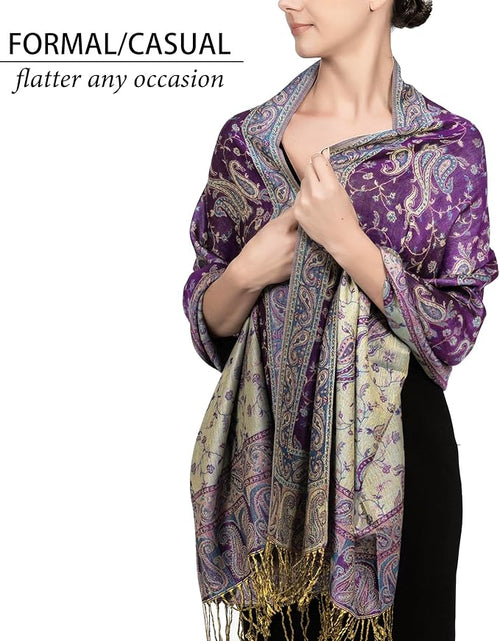 Achillea Reversible Paisley Pashmina Rave Scarf – Exotic Indian Shawls and Wraps for Evening Dresses, Festivals, All Seasons