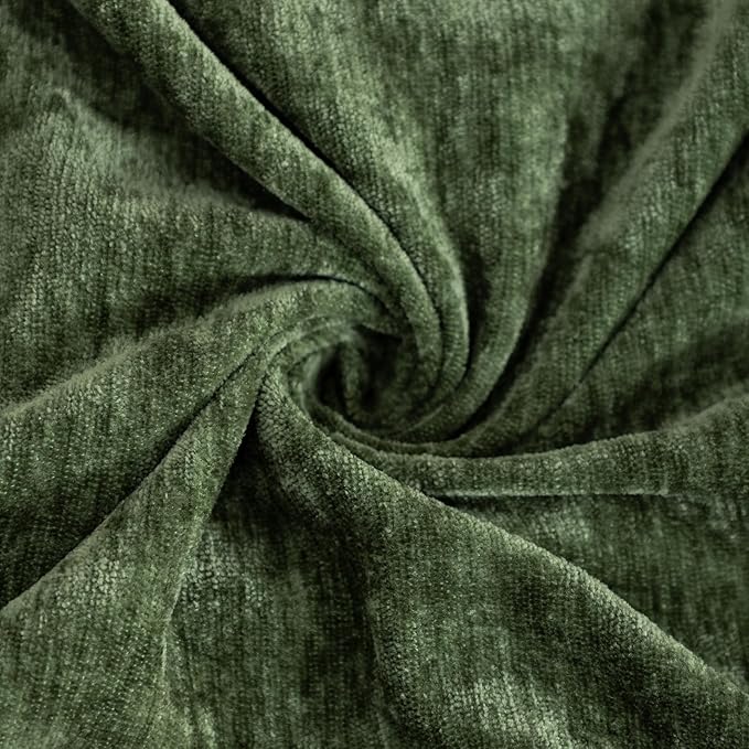 Decorative Green Throw Pillow Covers Pack of 2, 18x18 in Chenille Soft Pillow Covers with Stitched Edge, Farmhouse Neutral Euro Decorative Pillows for Bed Couch Sofa Home Decor