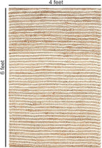 FRELISH DECOR Wool and Jute Premium Handwoven Chunky Stripes Rug - Contemporary Area Rug for Living Room Bedroom (4' x 6' - Natural Ivory)