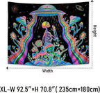Galoker Blacklight Skeleton Tapestry Fantasy Plant Floral Tapestry UV Reactive Alien UFO Tapestries Galaxy Space Tapestries Wall Hanging for Home Decor(H70.8×W92.5 inches)