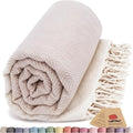 Bazaar Anatolia Turkish Beach Towel 100% Cotton Bath Towels 71x39 Quick Dry Sand Free Lightweight Large Oversized Herringbone Beige