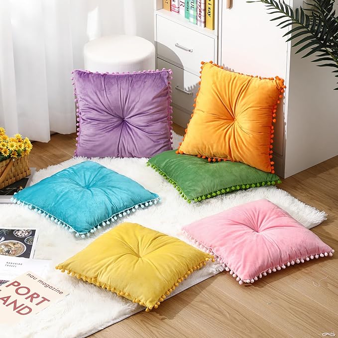 Tinideya 6 Pcs 15 Inch Square Floor Pillows for Kids Classroom Seating Cushions Flexible Plush Seats for Reading Corner Classroom Supplies Playroom Preschool Elementary Daycare