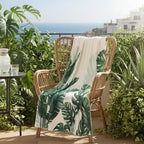 Tropical Green Leaf Throw Blanket Monstera Palm Tree Fleece Blanket for Couch and Bed Holiday Theme Cozy Soft Throw Decoration Warm Gift for Summer, 50 x 60 Inches
