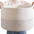 CLHMILY&Z Large Storage Basket - 20x13 Inches - Blanket Basket for Living Room, Woven Storage Basket, Large Laundry Basket for Clothes, for Tree Plant, Mix White