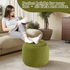 MeMoreCool Stuffed Round Pouf Ottoman Foot Rest, Floor Pouf Foot Stool with Soft Foam Chunk Filling, Round Small Ottoman Footstool Circle Footrest for Couch Living Room, Corduroy Green