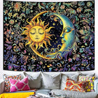 Spenlife Sun and Moon Tapestry Floral Wall Tapestry Boho Tapestries Floral Tapestries Wall Hanging for Bedroom and Living Room Decor Sun and Moon 44×60 Inches