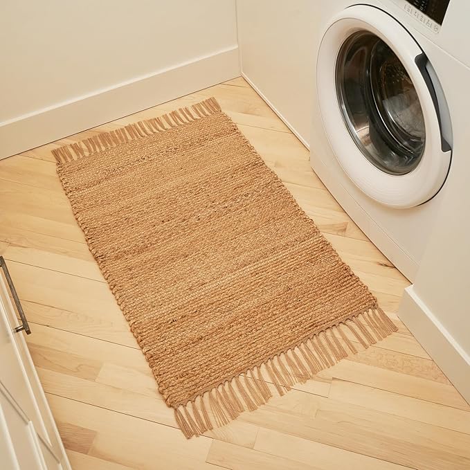 KIBAGA Beautiful Jute Rug for Your Home - This Natural 2x3 ft Hand Woven Rug Fits Perfectly Into Your Entry Area, Kitchen Or Living Room - Modern Braided Mat Enhances Any Boho/Farmhouse Decor
