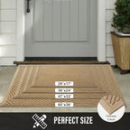 Sturdy Front Door Mat, Absorbent Muddy Dirt Resist Welcome Door Mats Outdoor Indoor, Stain and Fade Resistant, Non-Slip Backing Entry Mat Low Profile Doormat for Entryway, 60×36, Beige