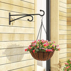 10" Plant Hanger Hook Outdoor Indoor – Planter Hooks for Hanging Plants, Plant Wall Hooks, Brackets for Hanging Plants, Baskets, Wind Chimes, Bird Feeders, Lanterns, Bird Houses (Black, Metal, 2-Pack)