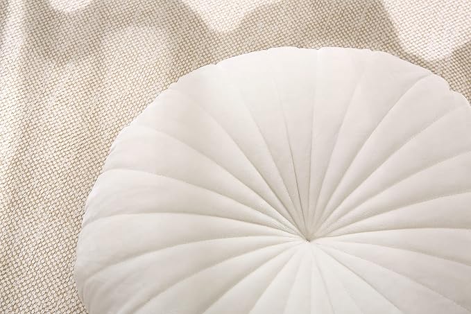 Floor Pillow Meditation Cushion Round Large Floor Pillows Seating for Adults, Velvet Thick Floor Cushions for Yoga Living Room Balcony Outdoor Tatami 18inches（Beige）