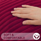 Simmore Decorative Throw Pillow Covers 20x20 Set of 2, Soft Natural Plush Flannel Double-Sided Fluffy Couch Pillow Covers for Sofa Living Room, Burgundy