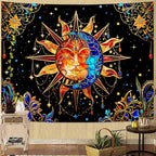 Spenlife Celestial Sun and Moon Tapestry Cosmic Tapestry for Bedroom Astral Tapestries Wall Hanging Bedroom Living Room Wall Art and Home Decor 70x90 Orange