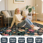 Door Mat Indoor Entrance 2x3 Rug Non-Slip Bathroom Small Rugs Stain Resistant Washable Rug for Kitchen Vintage Floral Entry Rug Front Door Mat (2x3 Black)