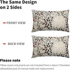 Kawani Burgundy Red Dahlia Lumbar Pillow Covers 12X20 Inch Rustic Rust Geometric Flower Decorative Pillow Cases Set of 2 Beige Tan Gray Floral Throw Pillows for Cushion Sofa Couch Farmhouse Outdoor