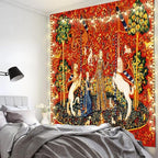 FEASRT Medieval Princess Tapestry Maiden and Unicorn - European Royal Tapestry, 40x30 Inches Soft Flannelette, for Living Room Royal Historical Decor