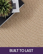 DEXI Round Jute Rug Natural Fiber 5x5, Braided Woven Area Rugs No Shed, Soft Neutral Rustic Carpet Mat for Indoor Outdoor Patio Dining Living Room Bedroom Farmhouse, 5ft, Beige