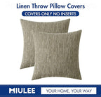 MIULEE Pack of 2 Decorative Burlap Linen Throw Pillow Covers Modern Farmhouse Pillowcase Rustic Woven Textured Cushion Cover for Sofa Couch Bed 20x20 Inch Khaki