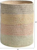 Nearly Natural 12in. Handmade Natural Cotton Multicolored Woven Basket Planter