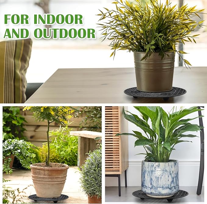 Zynery 10-Piece Planter Stands for Indoor & Outdoor Plants - Elevator Trays & Saucers for Pots (11.8in)