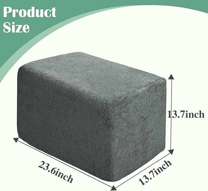 Rectangular Pouf Ottoman, Stuffed Floor Pouf with Foam Chunk Filling, Soft Coral Fleece Furry Foot Rest Stool, Multi-Use Ottoman for Living Room, Dark Grey