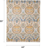 100% Cotton Boho Throw Blanket for Home Decor – Classic Farmhouse Quilt Bedding, Muslin Blankets for Adults, Vintage Woven Decorative Blanket for Couch, Bed Layering Use, Paisley Pattern, 60"x80"