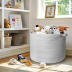 115L White Cotton Rope Storage Basket, 23.6"x15.7" Extra Large Blanket Storage Living Room, XXXL Soft Toy Bin for Organizing, Woven Baby Laundry Basket with Handle, Wicker Hamper Nursery