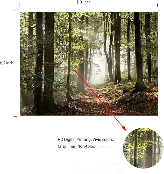 DZGlobal Forest Pathway in the Misty Mountain Tapestry Wall Hanging Art Nature Landscape Tapestries 80W X 60L Inch Home Decor for Living Room Bedroom Kitchen Dorm Green