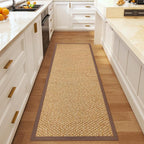 Washable Hallway Runner Rug 2x6 Jute Like Kitchen Runner Mat Rugs Non Slip, Woven Soft Entryway Farmhouse Runner Boho Floor Carpet for Indoor Laundry Hall Backdoor Bedroom Living Room, Brown