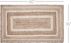 VHC Brands Jute Rug Rectangle with Pad, Natural & Crème, 36x60