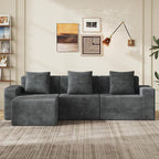 WLIVE 110'' Cloud Sectional Couches for Living Room, Modular Boneless Couch with Right Facing Chaise, L Shape Memory Foam Corduroy, with Ottoman, Grey