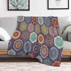 Boho Floral Throw Blanket Vintage Bohemian Flower Patterned Blanket for Sofa Bed Couch Chair Or Dorm 70"x80"