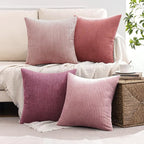 MIULEE Pack of 4 Purple Pink Valentines Corduroy Decorative Throw Pillow Covers 20x20 Inch Soft Boho Striped Pillow Covers Modern Farmhouse Spring Home Decor for Sofa Living Room Couch Bed