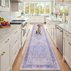 Area Rugs 2'x10' Runner Rug Non Slip Washable for Kitchen Hallway Bedroom Beside Laundry Room Bathroom Rug, Floor Carpet, Light Purple Brown
