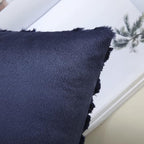 decorUhome Cozy Textured Euro Sham Throw Pillow Covers 24x24 Inch Set of 2, Soft Plush Faux Wool Navy Blue Accent Couch Pillow Covers for Modern Farmhouse Sofa Bed Living Room