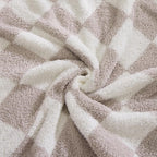 WRENSONGE Checkered Throw Blanket, Taupe Microfiber Soft Cozy Fluffy Warm Hand Made Throw Blankets for Couch, Sofa, Chair, Bed, Camping, Picnic, Travel Lightweight Bed Blanket - 50"*70"