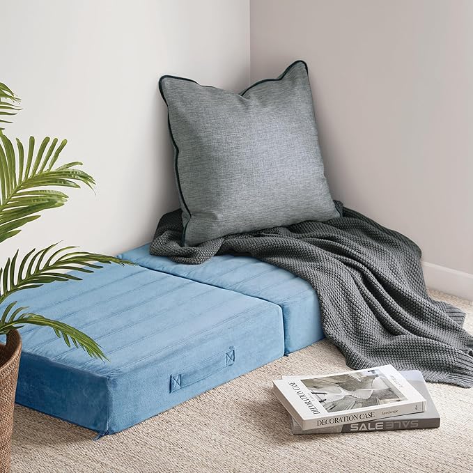 Codi Thick Replacement Couch Cushions, Upholstery Foam with Washable Covers for Sofa Cushion Chair Meditation - 24 × 24 × 5 Inch, High Density Foam, Blue