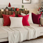 MIULEE Red Velvet Throw Pillow Covers 18x18 Soft Decorative Solid Square Cushion Cases Pack of 2 Modern Luxury Home Decor for Couch, Sofa, Bedroom