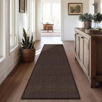 GOYLSER Non Slip Carpet Runners for Hallway, Absorbent Laundry Room Rug Runner Non Slip Washable,10ft Natural Jute Long Kitchen Mat Runner, Deep Brown