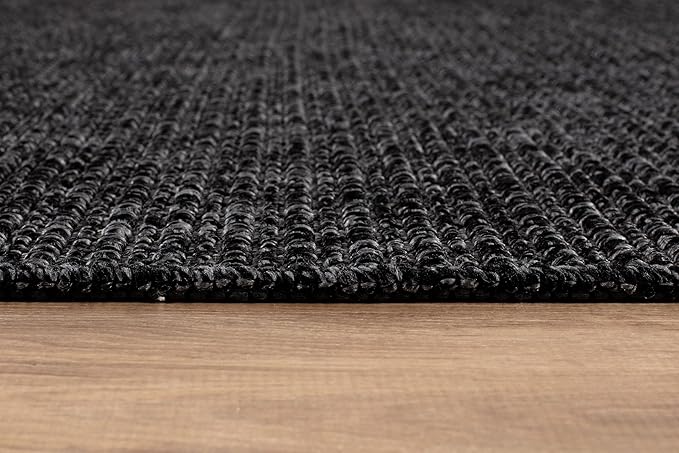 Beverly Rug Easy Jute Runner Rug 2x7 Solid Washable Durable Outdoor Indoor Area Rugs for Living Dining Room Patio Office Stain Resistant Non Shedding Casual Indoor Outside Carpet 2 x 7 Dark Gray
