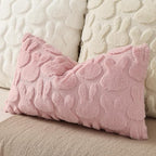 decorUhome Easter Bunny Pillow Covers 12x20 Inch Set of 2, Soft Plush Faux Wool Jacquard Pink Rabbit Cushion Covers, Farmhouse Neutral Spring Easter Holiday Decor for Couch Sofa Bed