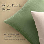 MIULEE 24x24 Inch Euro Sham Velvet Pillow Covers, Set of 2 Large Square Decorative Spring Pillows -Sage Green Super Soft for King Bed, Sofa, Couch, Accent Chairs